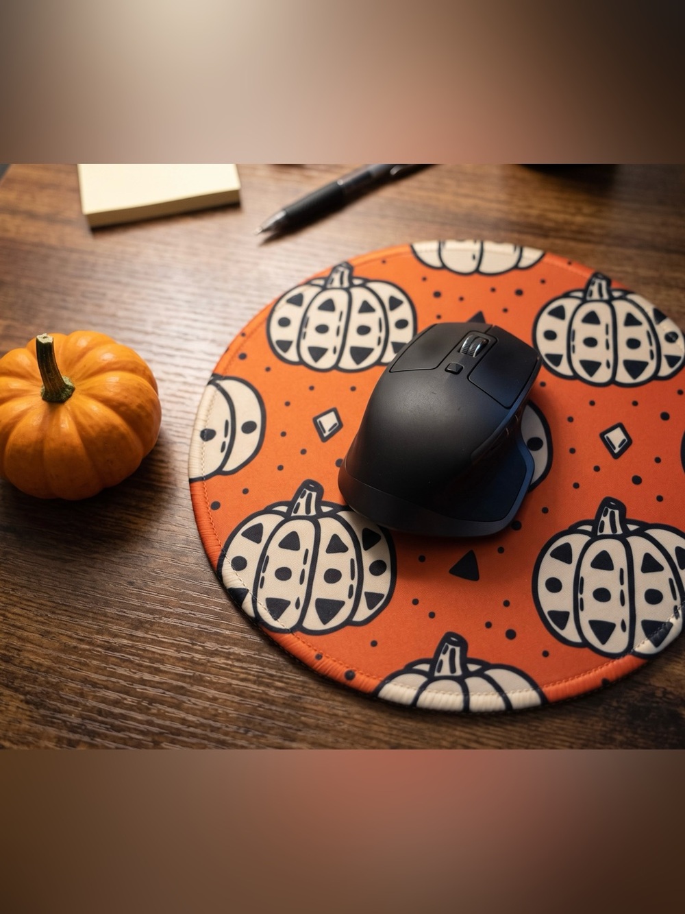 Halloween Fall Pumpkin Orange Round Home Office Work Desk Mouse Pad